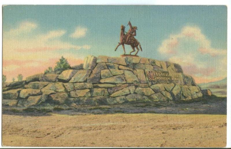 USA, Buffalo Bill Monument, Cody, Wyoming, unused linen Postcard