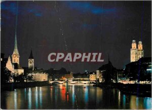 Modern Postcard Zurich Blick von der Limmat Quaibr?cke Fraumuster St Peter Gr...