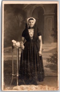 RPPC c1920s Netherlands Lady Wearing Traditional Axel Land Regional Dress