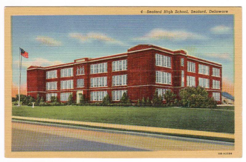 Seaford High School Seaford Delaware linen postcard