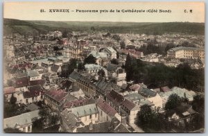 Vtg Evreux France View Of City From Cathedral North Side 1910s Old Postcard