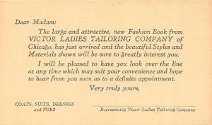 CHICAGO, IL Illinois VICTOR LADIES TAILORING  Clothes~Furs  ADVERTISING Postcard