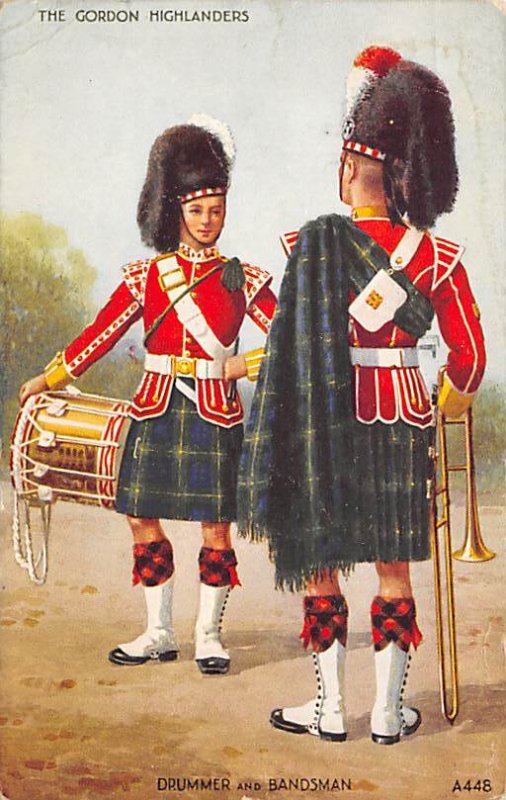 Gordon Highlanders, Drummer & Bandsman London, England Kilts 193 Missing Stamp 