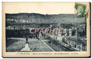 Old Postcard Valencia Statue Championnel Avenue Gambetta Bridge