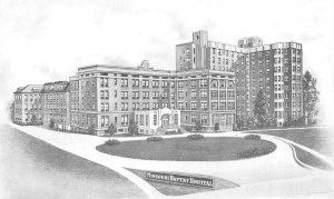 ST LOUIS, Missouri MO   MISSOURI BAPTIST HOSPITAL    Artist View B&W Postcard