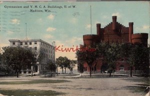 Postcard Gymnasium + YMCA Buildings U of W Madison WI