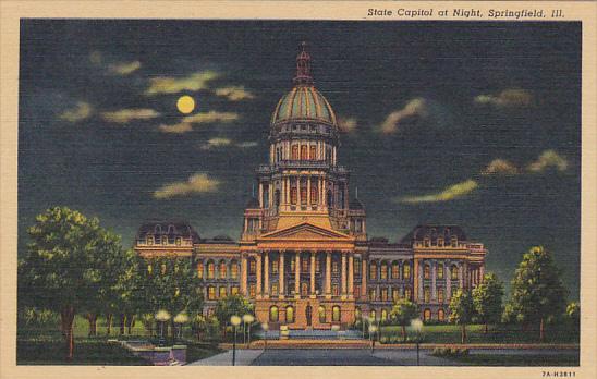 State Capitol Building At Night Springfield Illinois