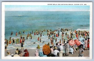 1920's OCEAN CITY MARYLAND MD BOARDWALK & BEACH*L KAUFMANN POSTCARD BALTIMORE