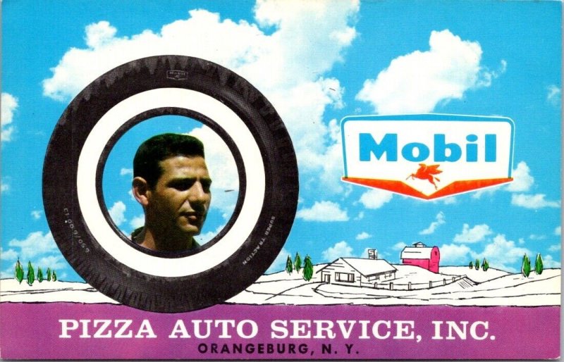 Postcard Pizza Auto Service Inc Orangeburg, New York Mobil Gasoline
