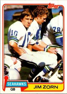 1981 Topps Football Card Jim Zorn Seattle Seahawks sk60467