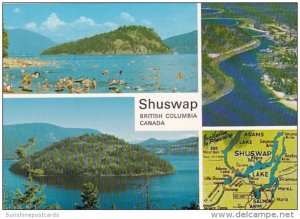 Canada British Columbia Shuswap Bathing Beach Map and Aerial View