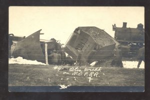 RPPC OTIS KANSAS MISSOURI PACIFIC RAILROAD TRAIN WRECK @4 REAL PHOTO POSTCARD