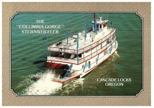 Aerial View Columbia Gorge Sternwheeler Ship Cascade Locks OR Postcard