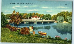 Linen Postcard Deal Lake Bridge Asbury Park New Jersey