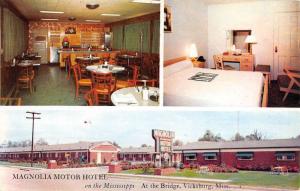 Vicksburg Mississippi Magnolia Motor Hotel Multiview Vintage Postcard K41716