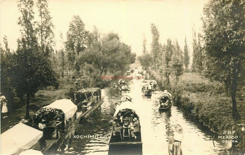 Mexico City, Xochimilco, Canals, Osuna No. 287, RPPC 
