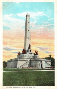 Vintage Postcard Lincoln Monument Memorial Statue Springfield Illinois ILL