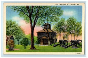 c1940's The Fort Armstrong Rock Islands Illinois IL Vintage Postcard 