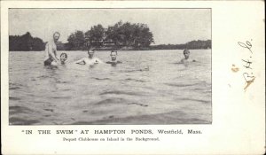 Westfield Massachusetts MA Hampton Ponds Young Men Swimming c1910 PC