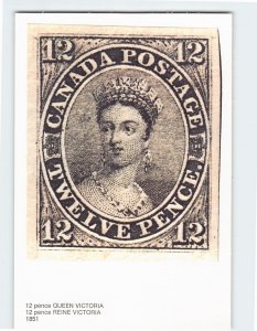 Postcard 12 Pence HM Queen Victoria Stamp June 14, 1851 Canada Postage