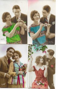 Couples. Romances Lot of twelve (12) old vintage most of them French postcards