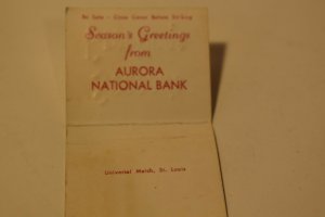 Season's Greetings from Aurora National Bank 30 Strike Matchbook Cover