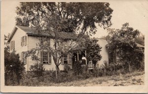 RPPC Old Couple Pose on Porch Country Home House c1915 Postcard I27