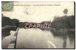 Old Postcard Champs Pres Auxerre Vue Des Bords De l & # 39Yonne And Lock