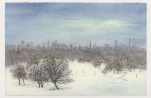 London Eye from Primrose Hill at Winter Painting Postcard