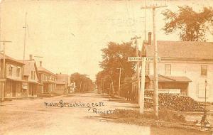 Princeton ME Main Street Store Fronts Railroad Crossing RPPC Postcard