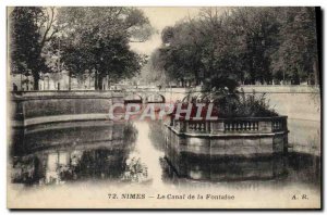 Old Postcard Nimes Canal De La Fontaine