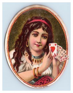 1870s-80s Queen Of Hearts Tobacco Cigar Box Label Geo S. Harris Original 7H