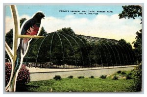 Vintage 1930's Postcard World's Largest Bird Cage Forest Park St. Louis Missouri