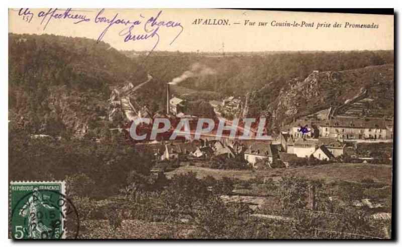 Old Postcard Avallon View Cousin the Bridge taking walks