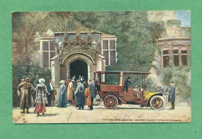 S6375 Postcard, UK, King leaves Lismore Castle Auto