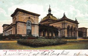 Memorial Hall, Fairmount Park, Philadelphia, PA, Early Postcard, Used in 1908