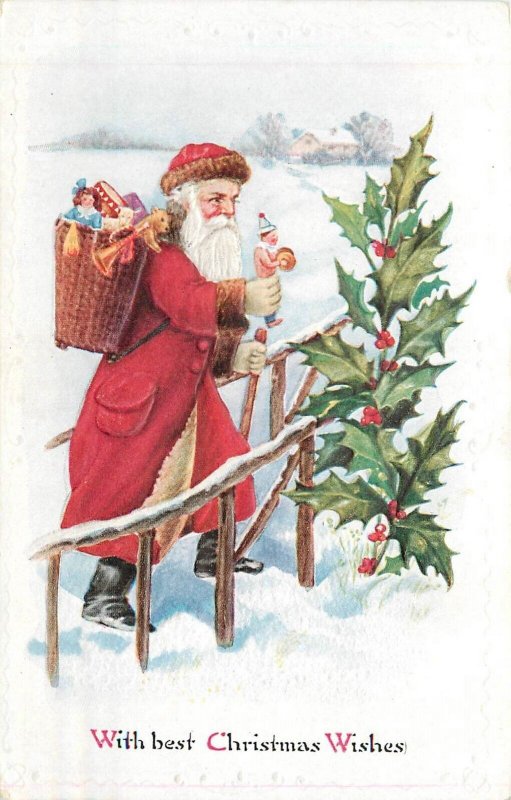 Postcard C-1910 Santa Christmas Toys clown dolls 23-13476 Other