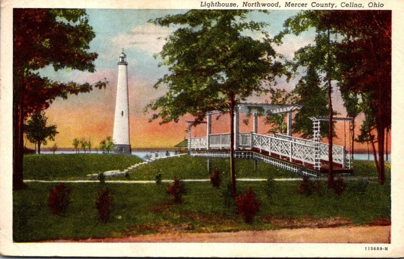 Ohio Celine Mercer County Northwood Lightouse 1958 Curteich