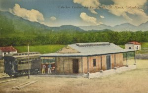 colombia, SANTA MARTA, Estación Central del Ferrocarril, Station 1910s Postcard