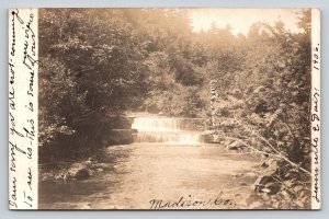 1905 RPPC Madison Co. NY Cascading Waterfall River Woods Real Photo Postcard