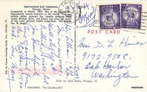 1962 Greyhound Bus Terminal Chicago Illinois autos Cameo postcard 14
