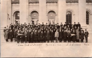 Real Photo Postcard Group of Men Lions Club of Denver Marcy 2nd 1920 Colorado