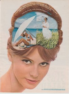 1965 Color Print Ad Tampax Tampons, Girl with Thoughts of Summer,  Beach Scene