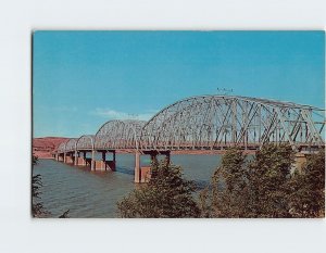 Postcard Missouri River Bridge at Chamberlain South Dakota USA