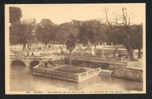 Nimes Garden & Fountain FRANCE Unused c1920s