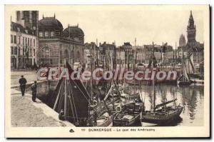 Old Postcard Dunkirk Le Quai Des Americans