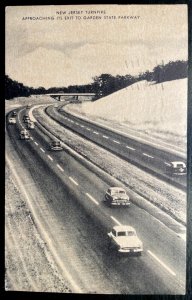Vintage Postcard 1958 New Jersey Turnpike approaching Garden State Parkway Exit