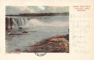 NIAGARA CANADA~HORSE SHOE FALLS FROM CANADIAN SIDE~1904 PM TINTED PHOTO POSTCARD