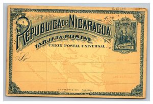 Vintage Early 1900s Private Mailing Postal Card Nicaraguan Dark Blue Blank