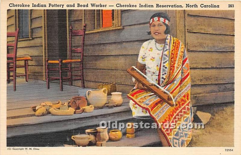  Chrokee Indian Reservation, North Carolina, NC, USA Indian Postcard Cherokee...